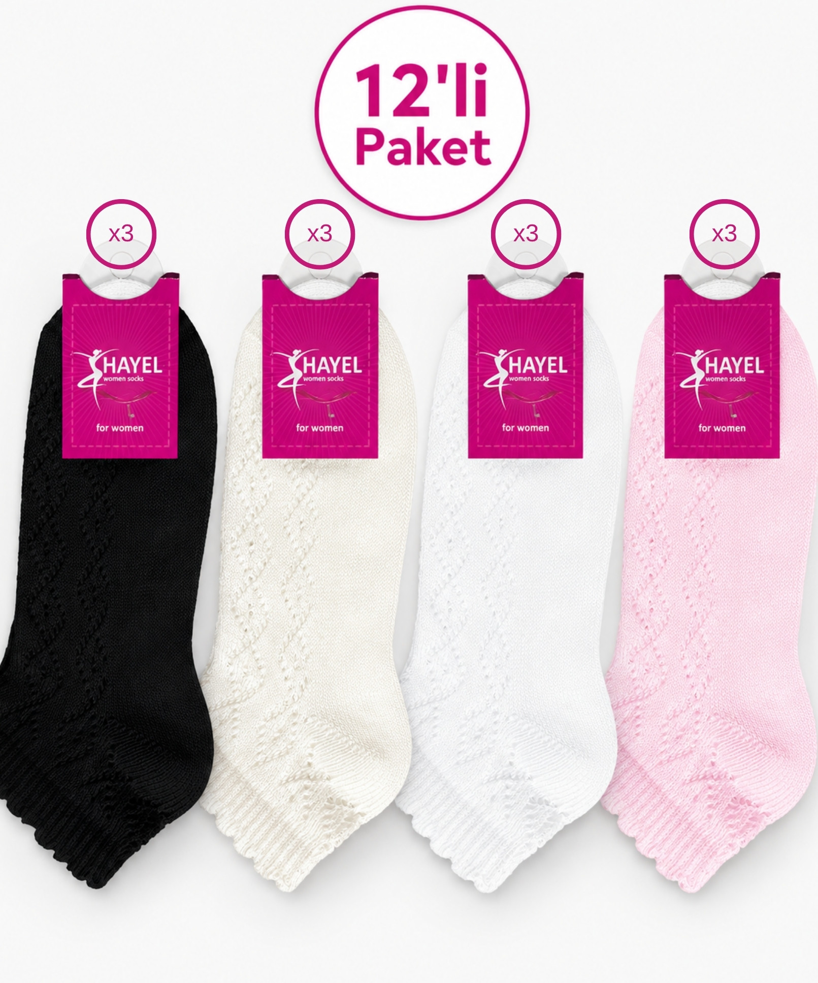 12'li Paket Örme Patik Çorap (1)