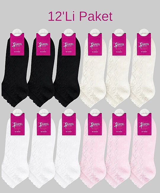 12'li Paket Örme Patik Çorap