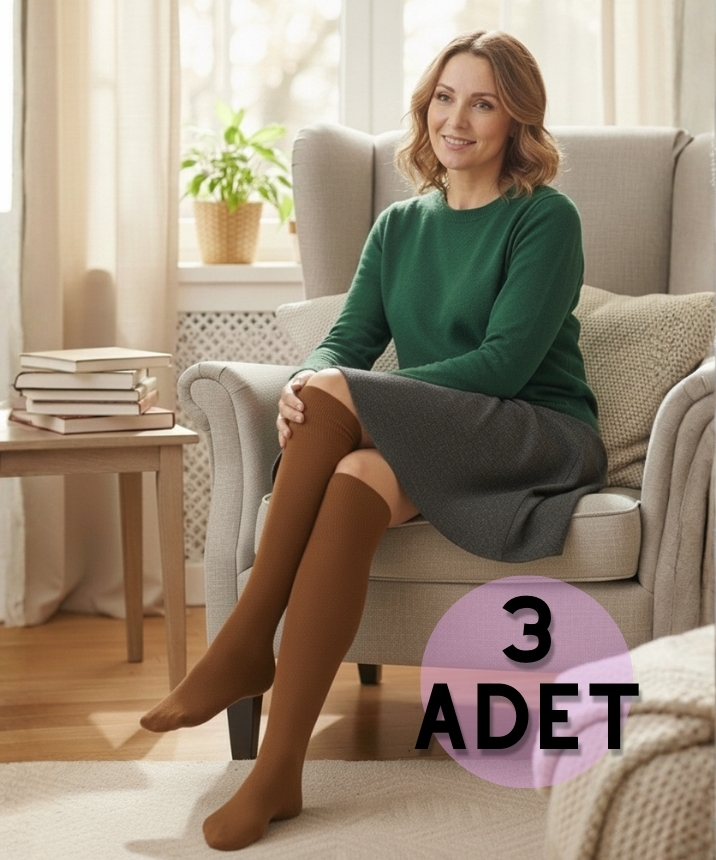 3'lü Paket Anne Dizaltı Çorap - KAHVE