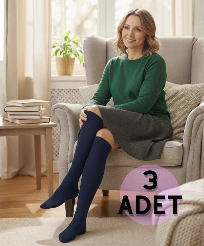 3'lü Paket Anne Dizaltı Çorap - LACİVERT
