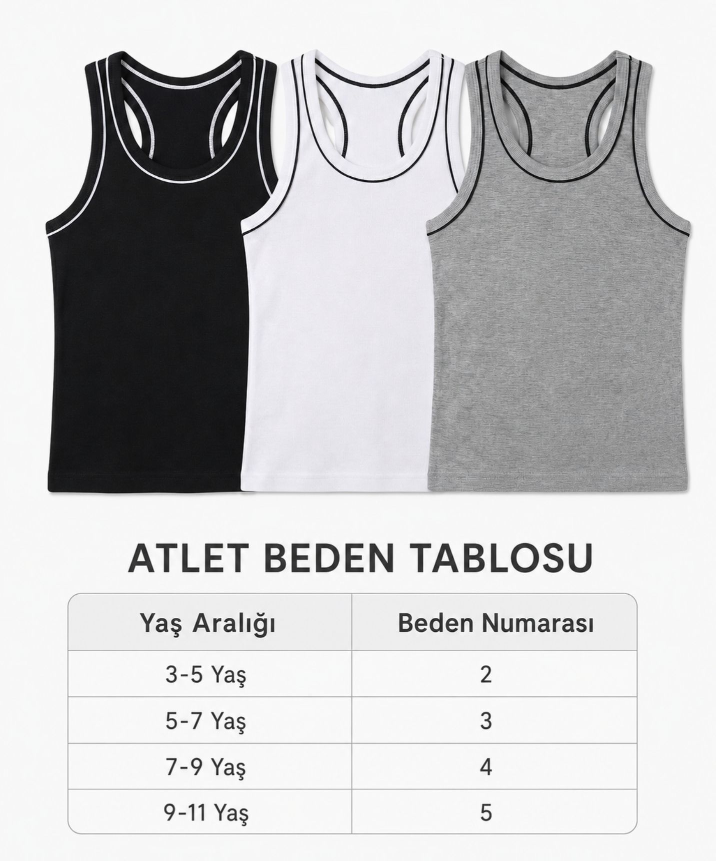 Pamuklu 3'lü Paket Erkek Çocuk Çapraz (Rambo) Atlet  - ASORTİ (1)