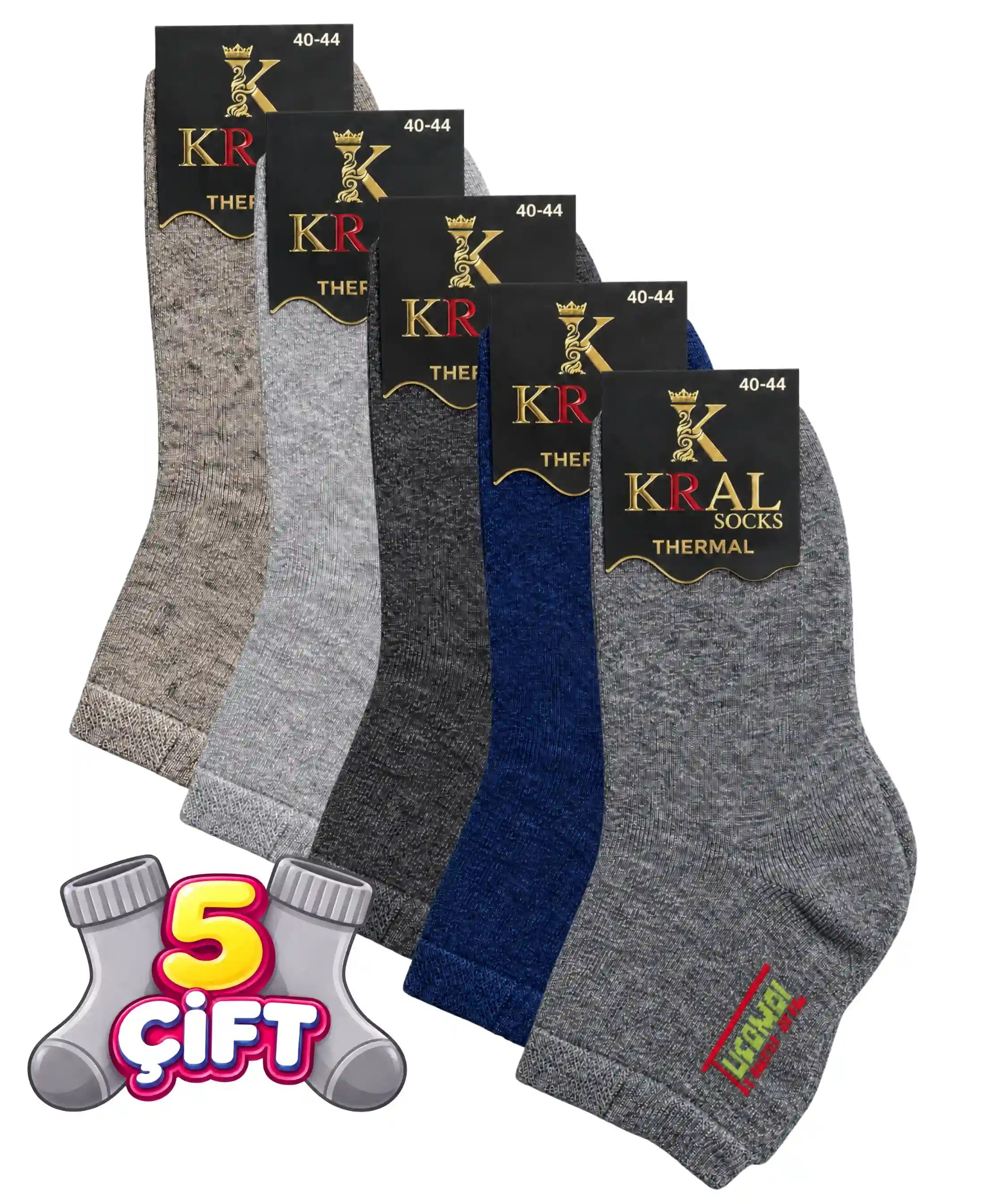 5 Çift Erkek Termal Yarım Konç Çorap
