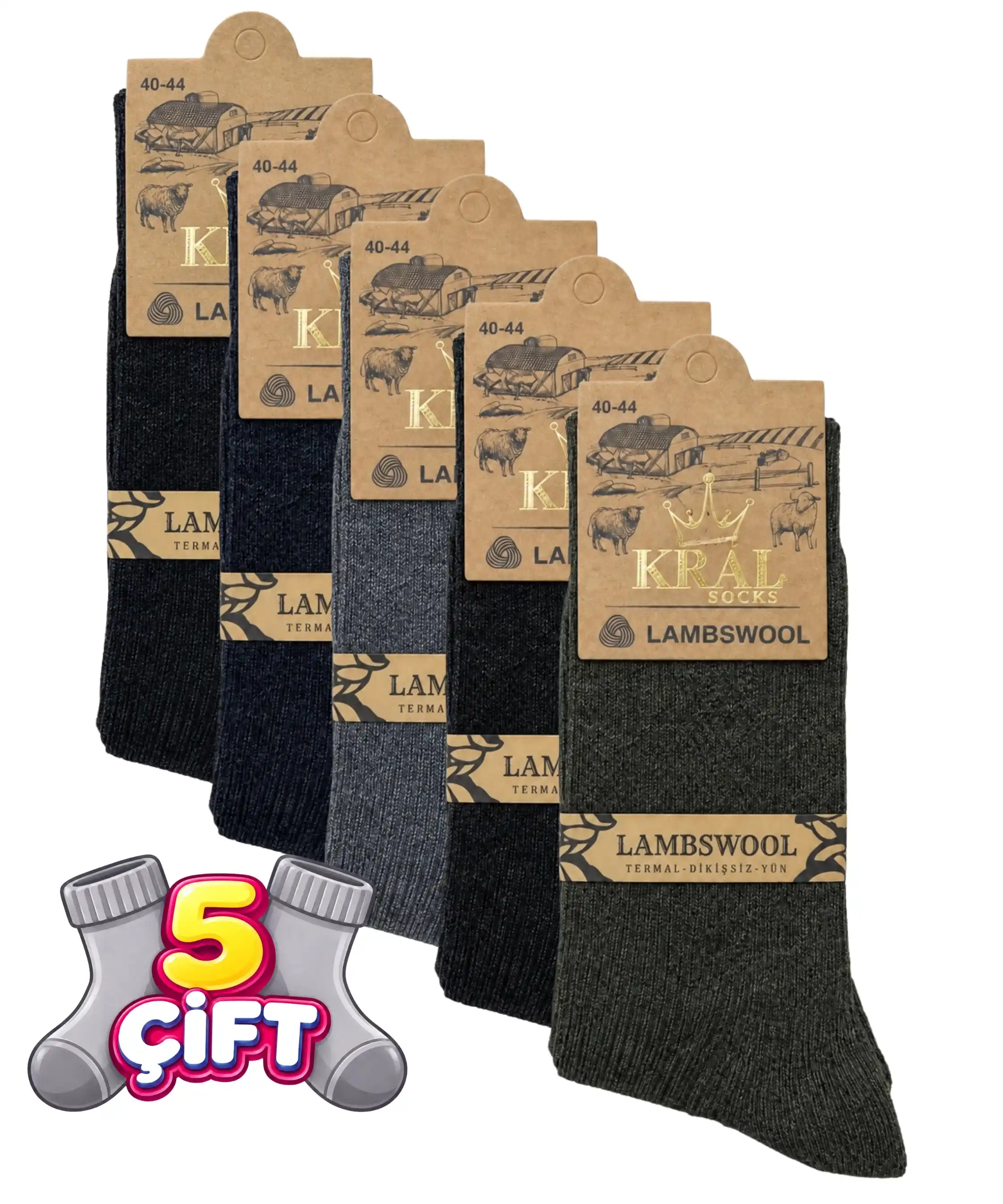 5 Çift Erkek Soket Çorap - ASORTİ