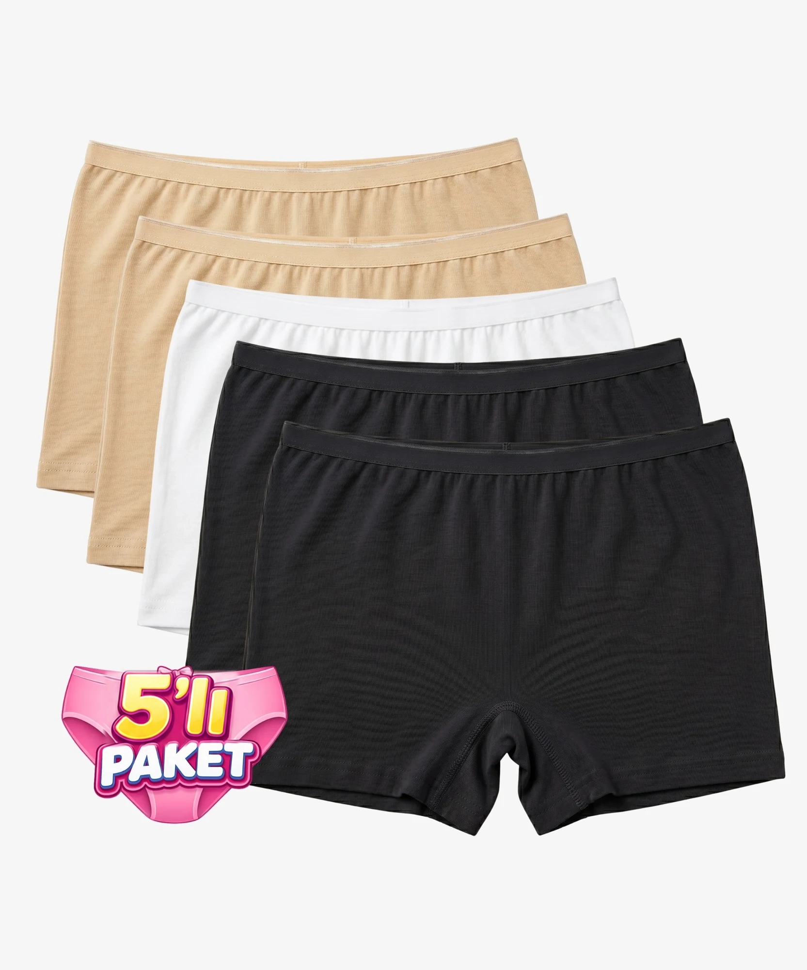 5'li Paket Bambu Kadın Boxer - ASORTİ