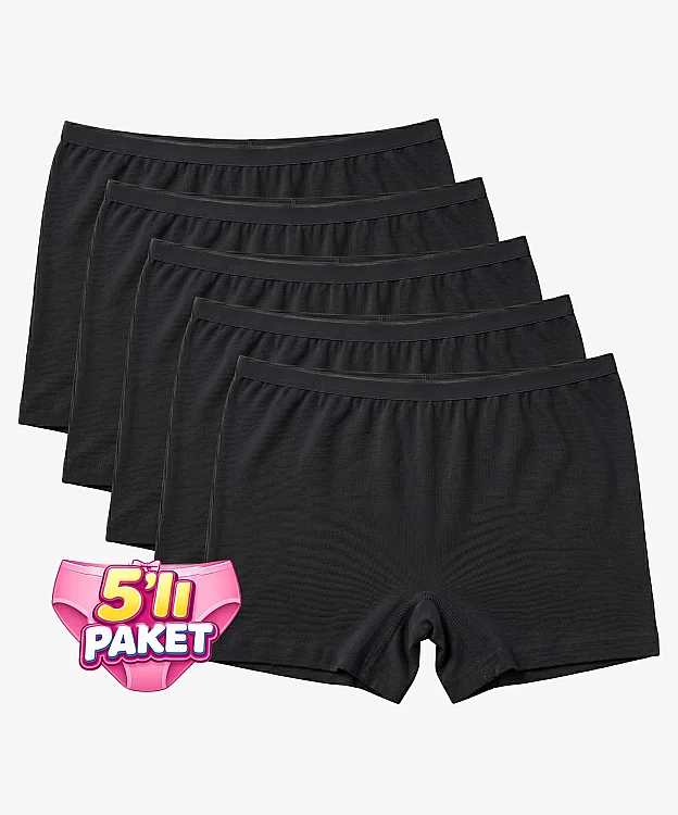 5'li Paket Bambu Kadın Boxer - SİYAH - 1