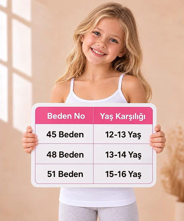 6'lı Paket %100 Pamuk Biyeli İp Askılı Çocuk Atlet - BEYAZ - 2