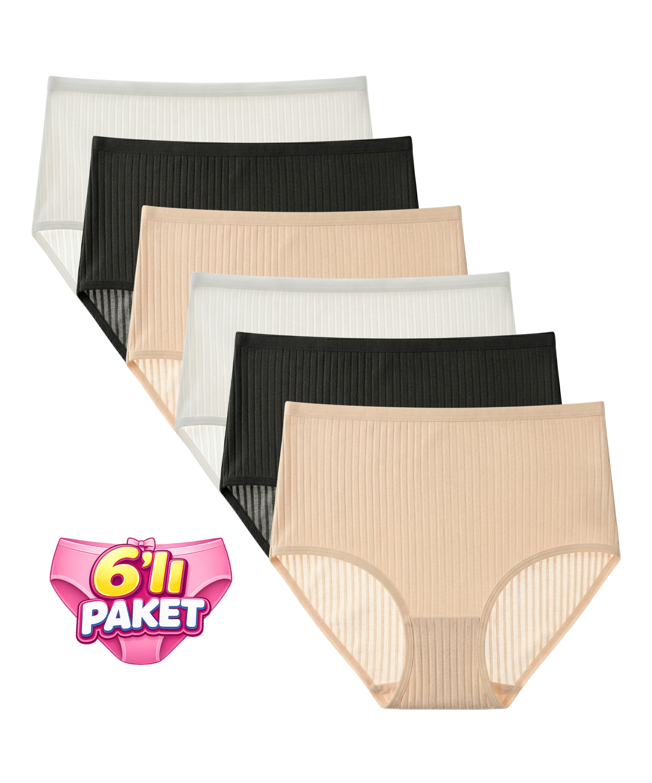 6'lı Paket Bambu Kaşkorse Bato Külot - ASORTİ