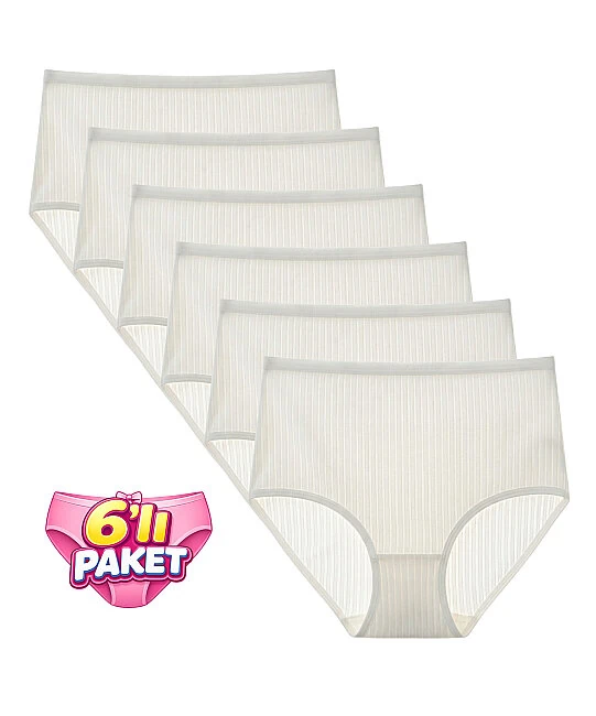 6'lı Paket Bambu Kaşkorse Bato Külot - EKRU