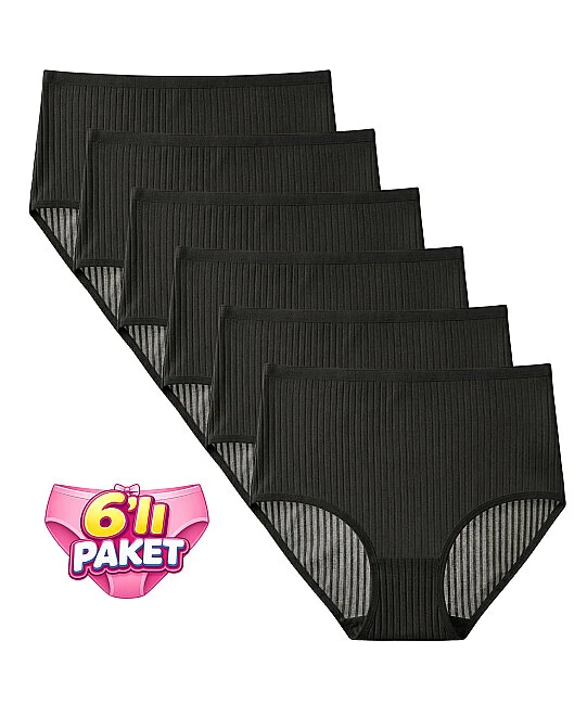 6'lı Paket Bambu Kaşkorse Bato Külot - SİYAH