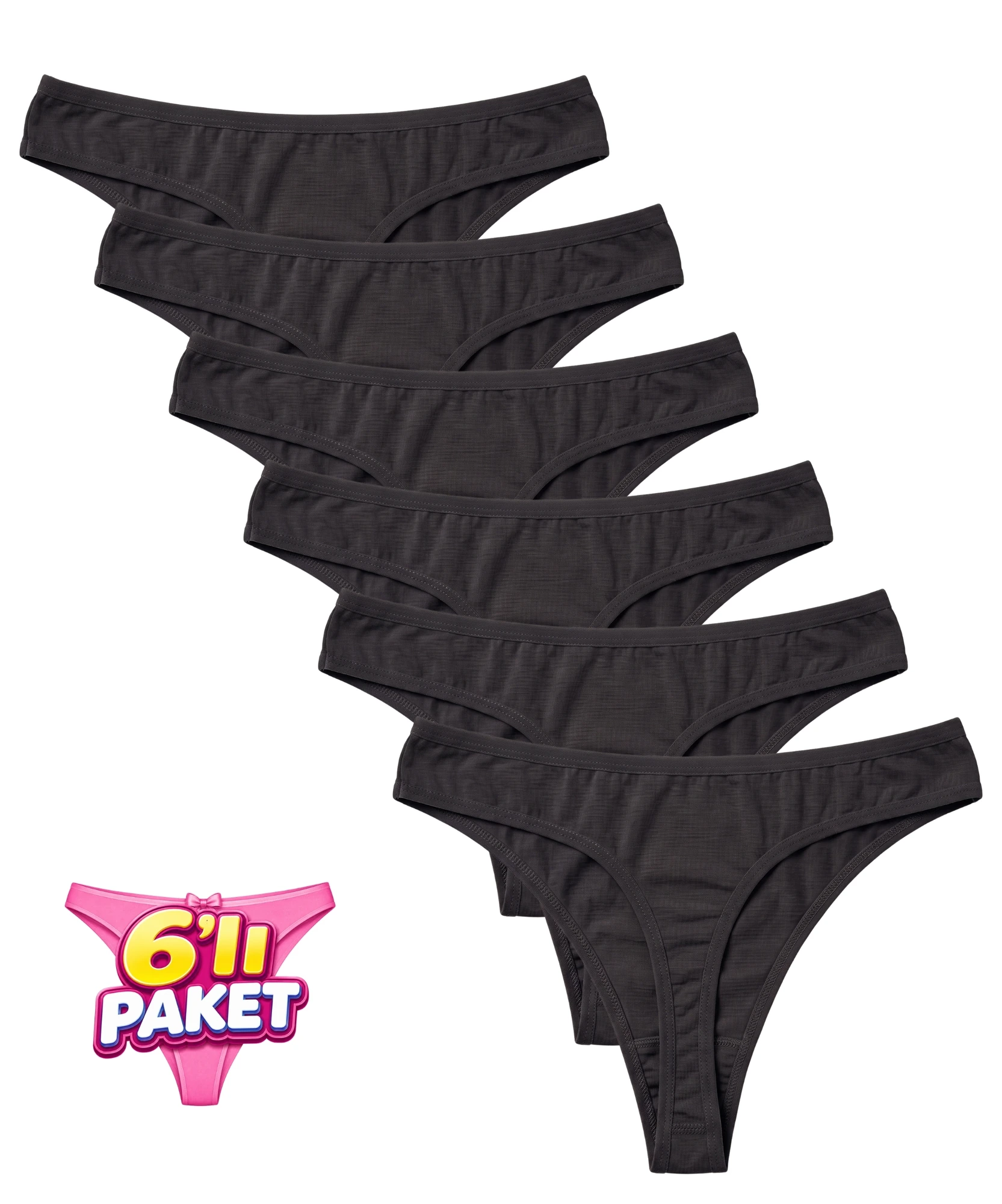 6'lı Paket Bambu Tanga - SİYAH