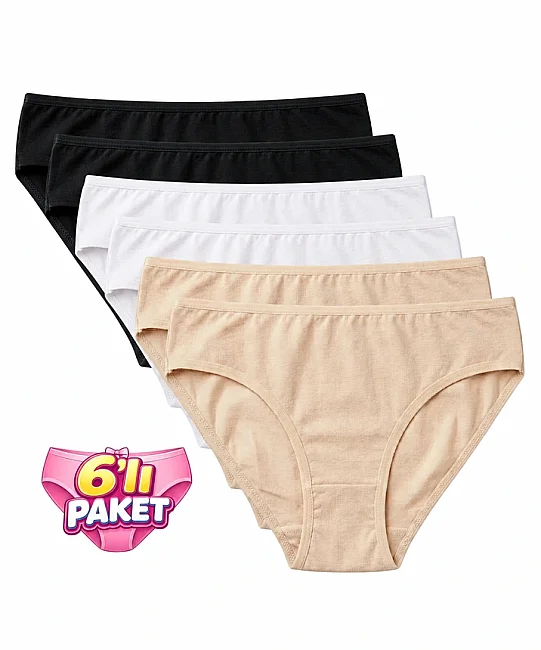 6'LI PAKET BİKİNİ KADIN KÜLOT - ASORTİ