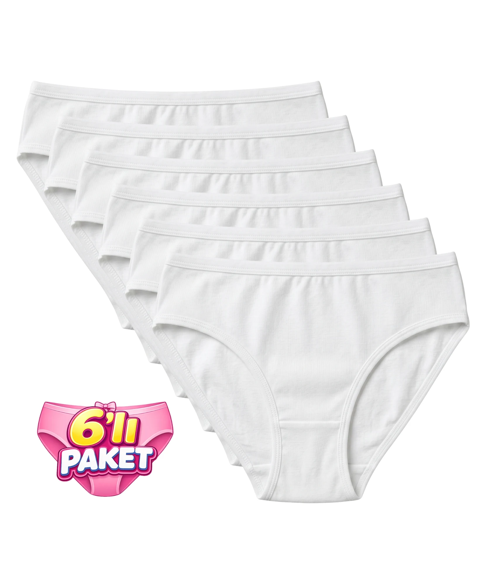 6'LI PAKET BİKİNİ KADIN KÜLOT - BEYAZ