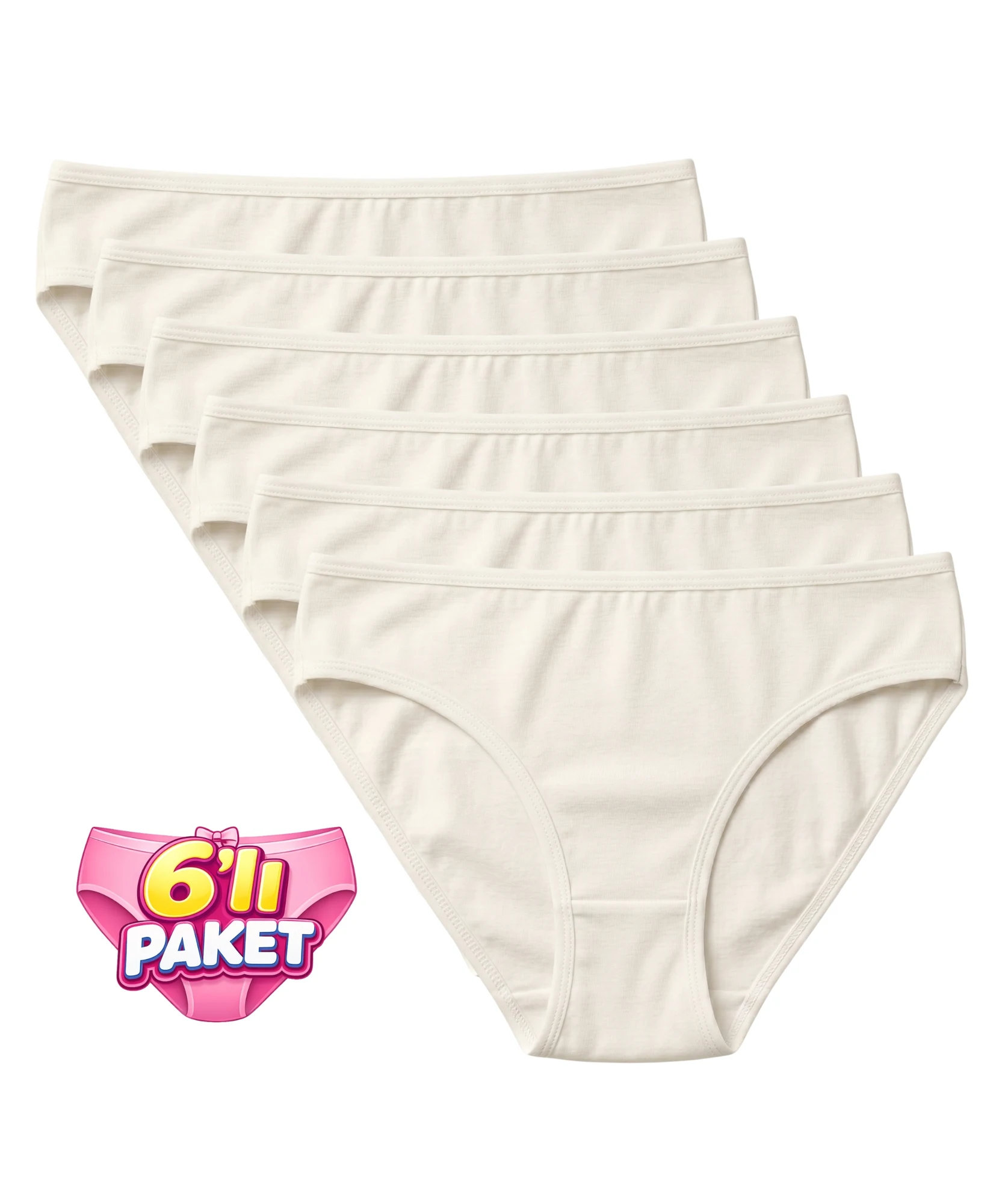 6'LI PAKET BİKİNİ KADIN KÜLOT - EKRU - 1