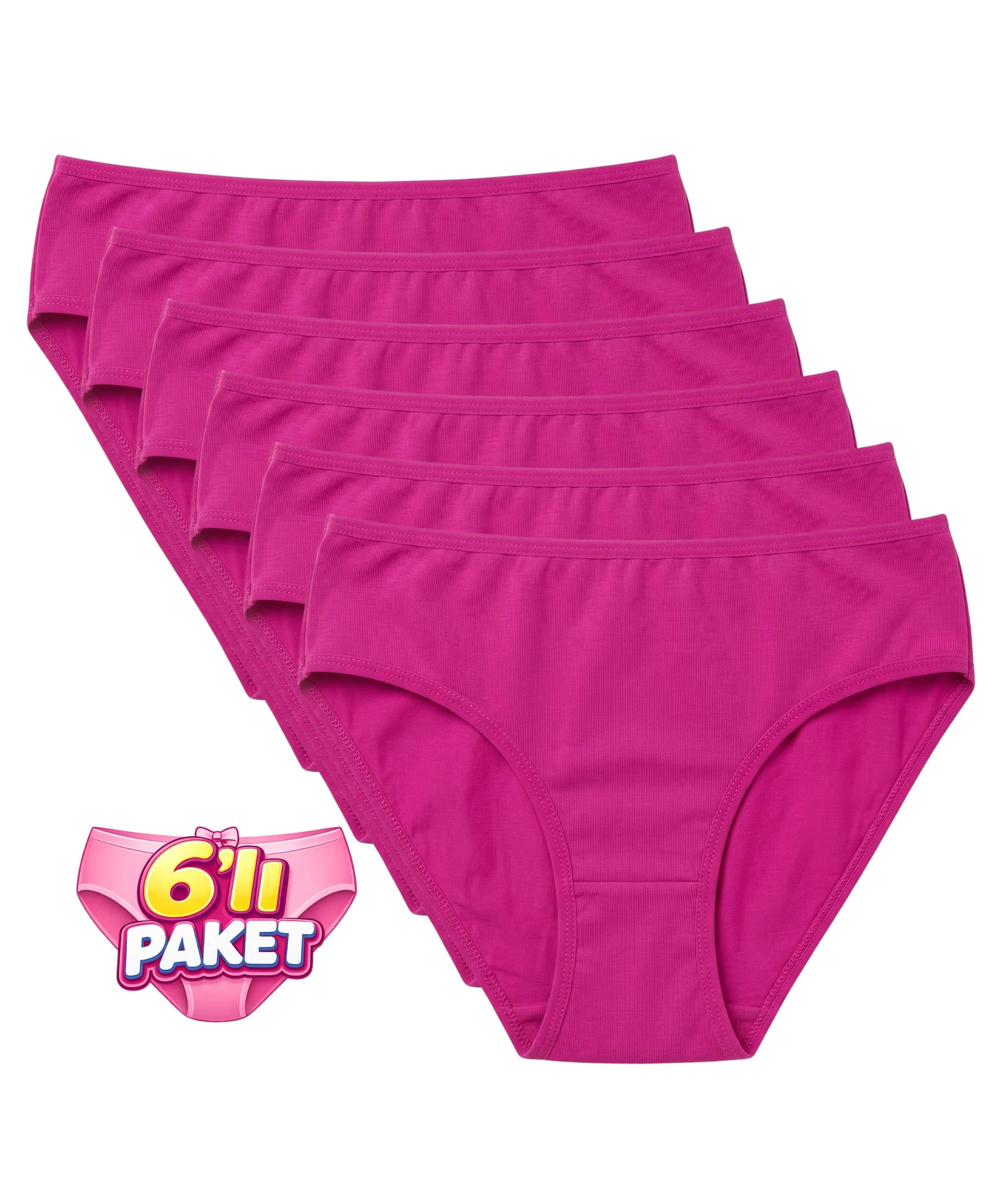 6'LI PAKET BİKİNİ KADIN KÜLOT - FUŞYA - 1