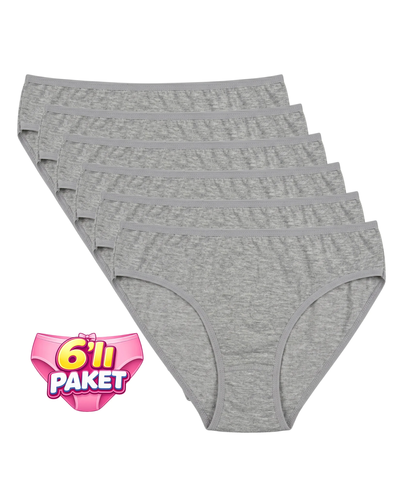 6'LI PAKET BİKİNİ KADIN KÜLOT - GRİ