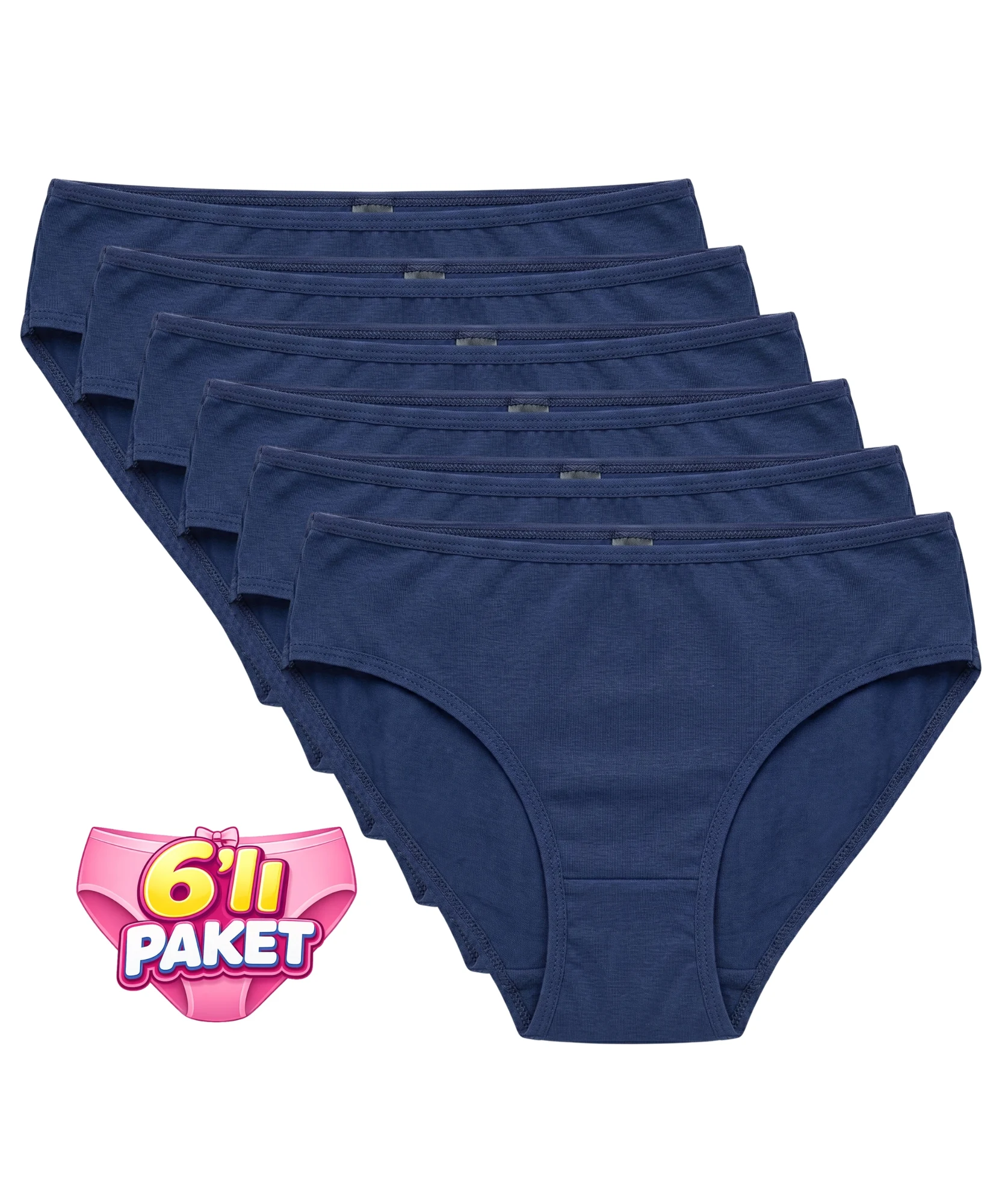 6'LI PAKET BİKİNİ KADIN KÜLOT - İNDİGO - 1