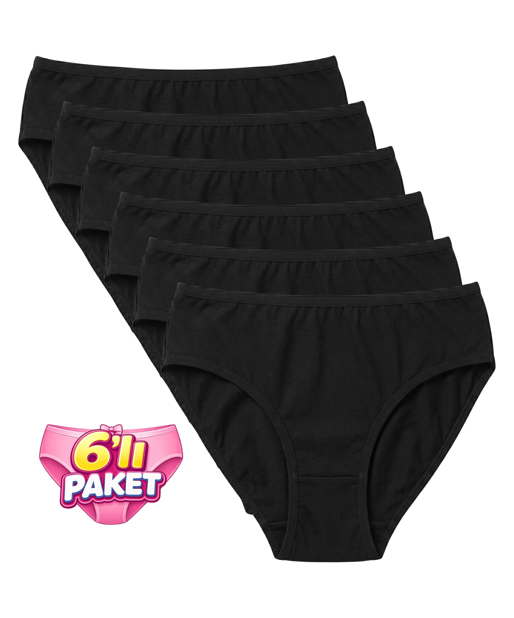 6'LI PAKET BİKİNİ KADIN KÜLOT - SİYAH - 1