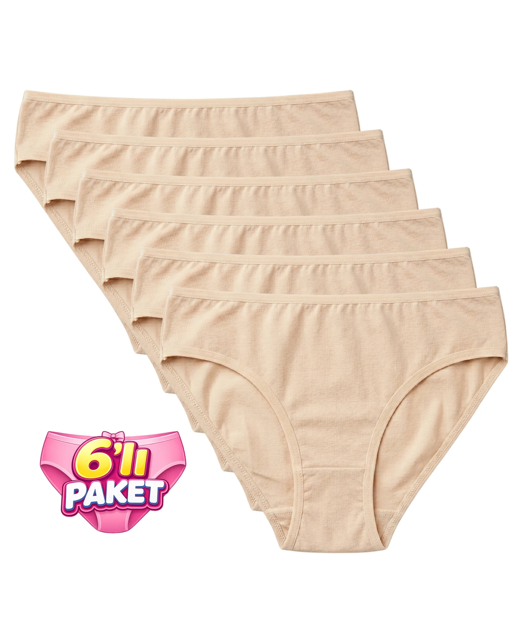 6'LI PAKET BİKİNİ KADIN KÜLOT - TEN