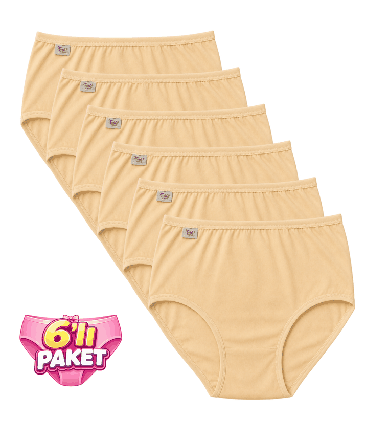 6'lı Paket Elastan Bato Kadın Külot - TEN - 1