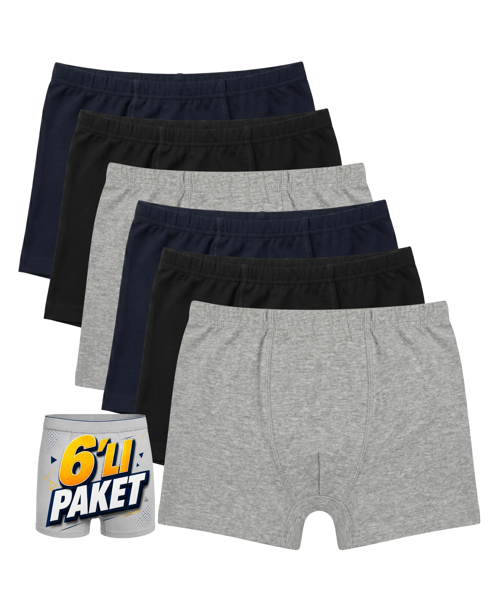 6'lı Paket Erkek Çocuk Boxer - ASORTİ