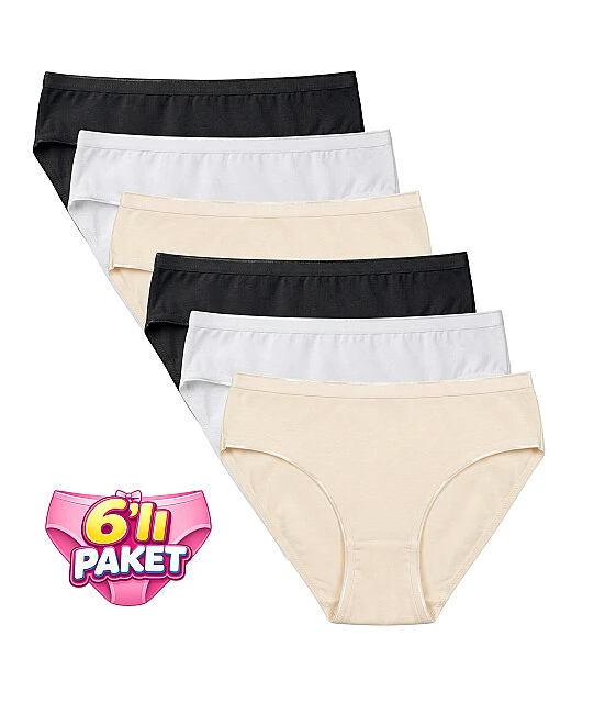 6'lı Paket İz Yapmaz Bikini Külot - ASORTİ