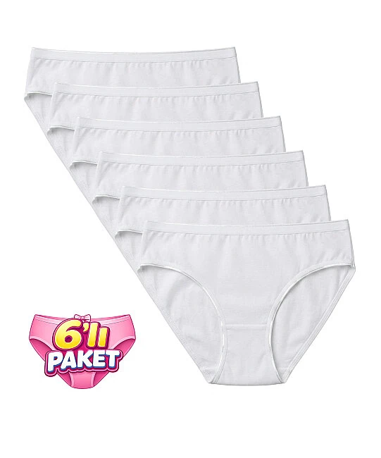 6'lı Paket İz Yapmaz Bikini Külot - BEYAZ