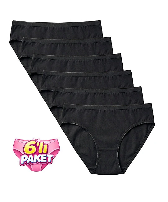 6'lı Paket İz Yapmaz Bikini Külot - SİYAH