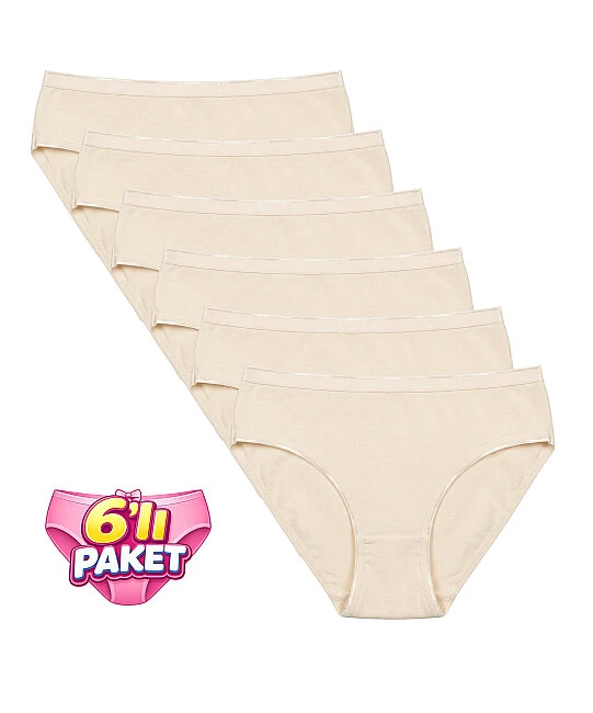 6'lı Paket İz Yapmaz Bikini Külot - TEN