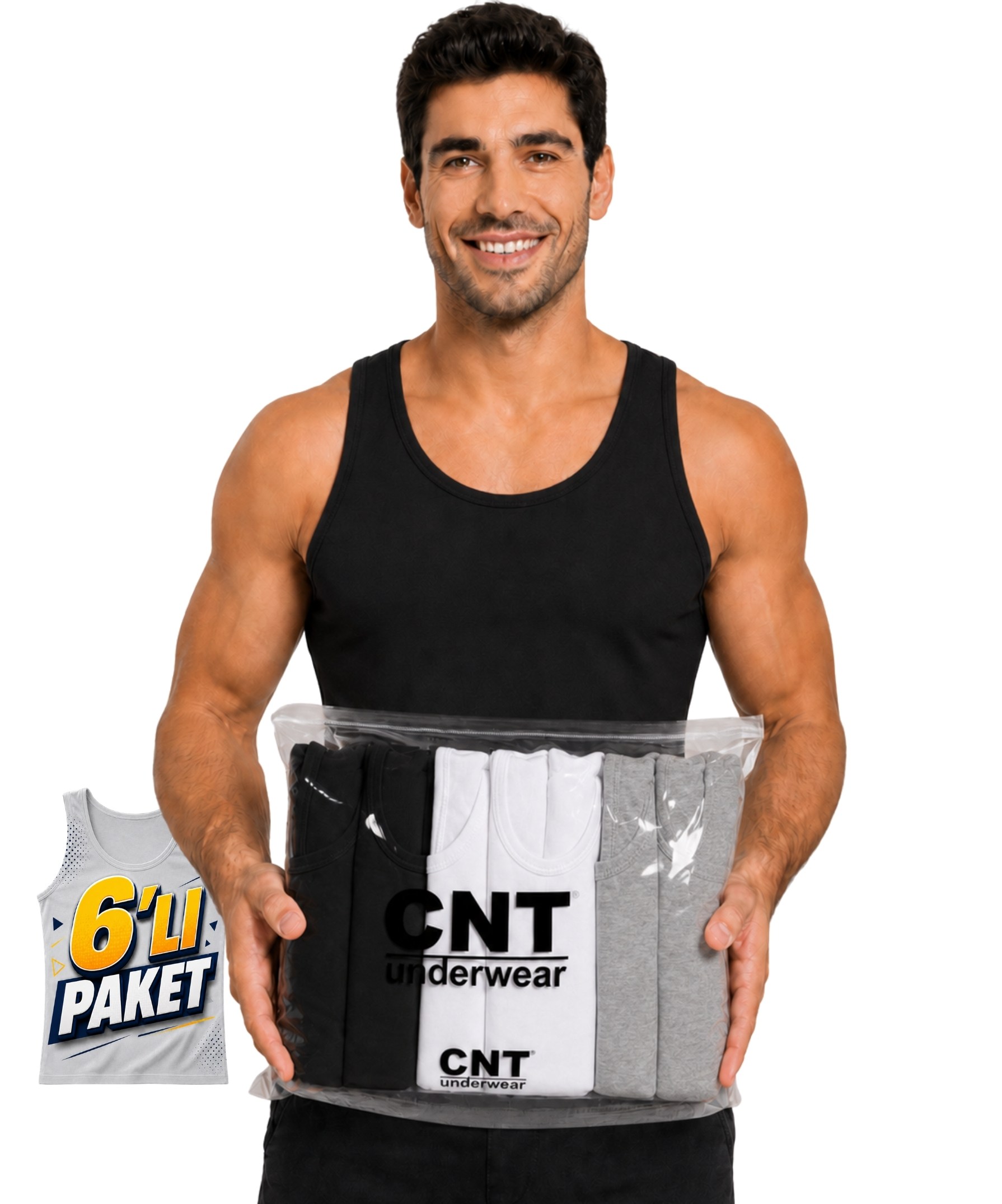 6'Lı Paket Pamuklu Askılı Penye Erkek Atlet - ASORTİ