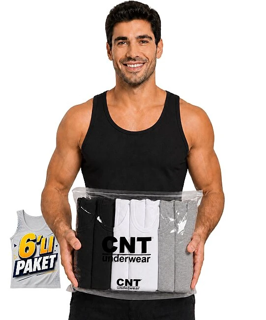 6'Lı Paket Pamuklu Askılı Penye Erkek Atlet - ASORTİ