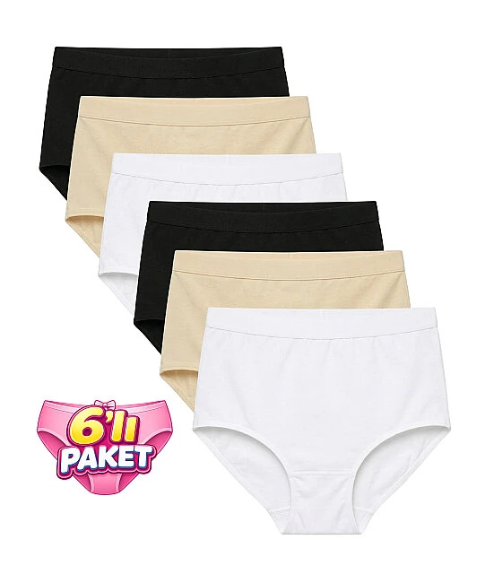 6'lı Paket Likralı Silikonlu Toparlayıcı Bato Külot - ASORTİ