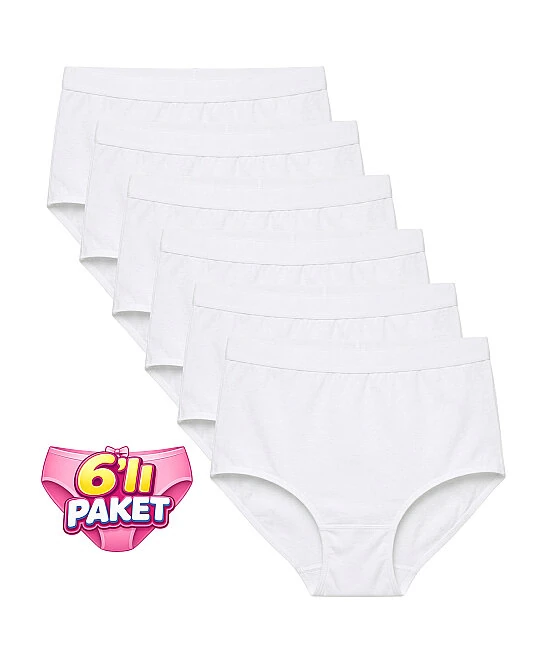 6'lı Paket Likralı Silikonlu Toparlayıcı Bato Külot - BEYAZ