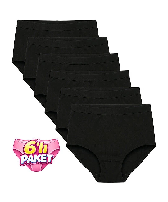 6'lı Paket Likralı Silikonlu Toparlayıcı Bato Külot - SİYAH