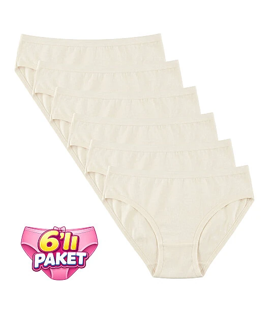 6'lı Paket Micro Modal Bikini Külot - EKRU
