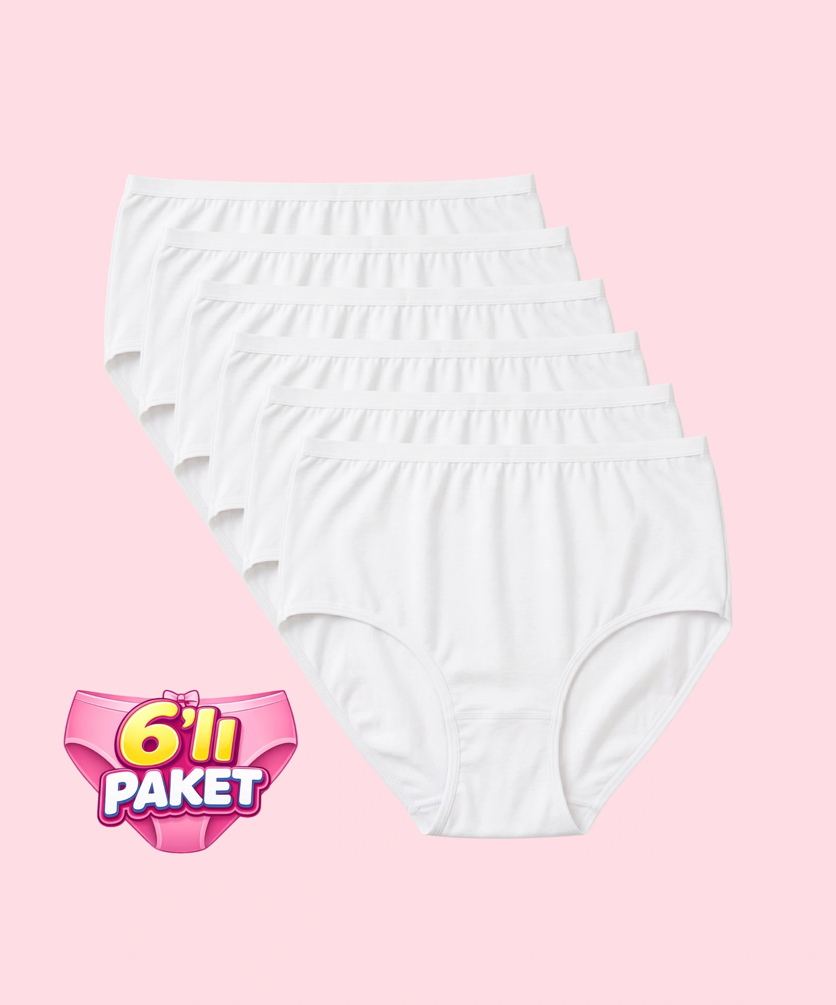 6'LI Paket Modal Bato Külot - BEYAZ