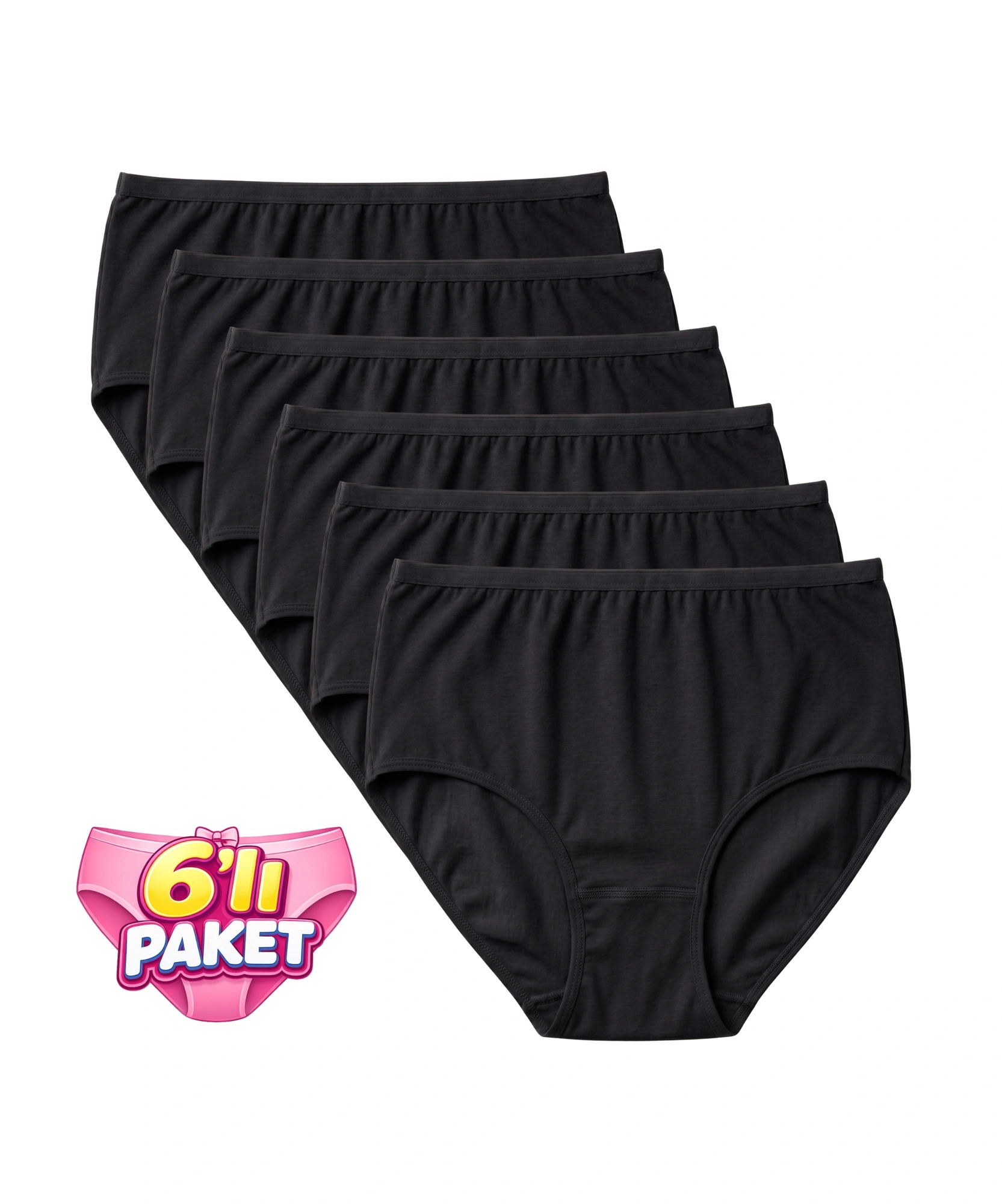 6'LI Paket Modal Bato Külot - SİYAH