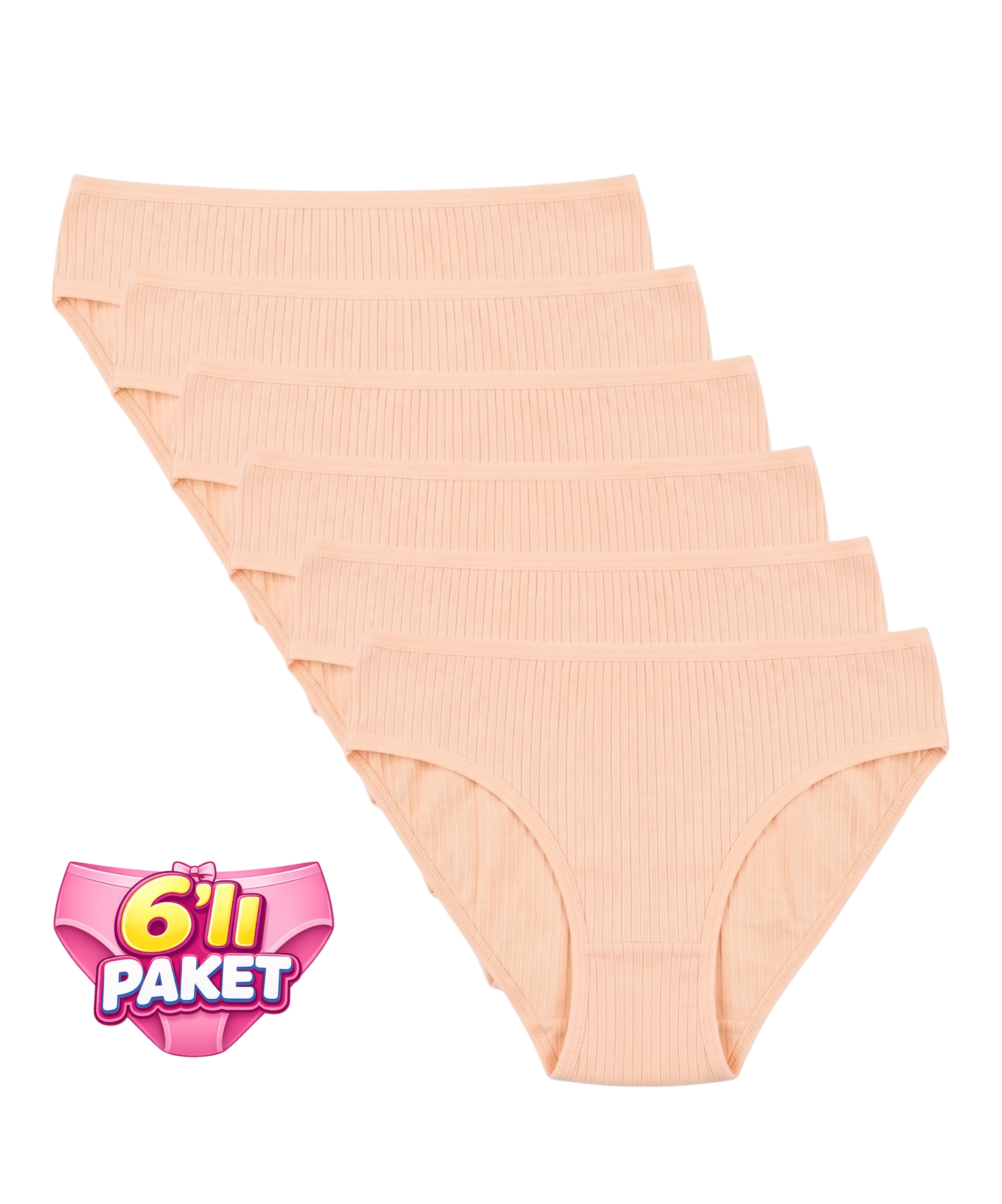 6'Lı Paket Pamuklu Fitilli Bikini Külot - SOMON 