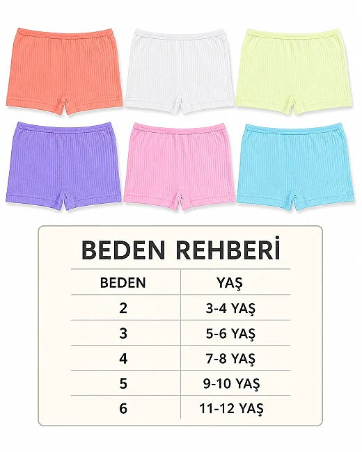 6'lı Paket Pamuklu Kız Çocuk Pandora Boxer Şort - ASORTİ (1)