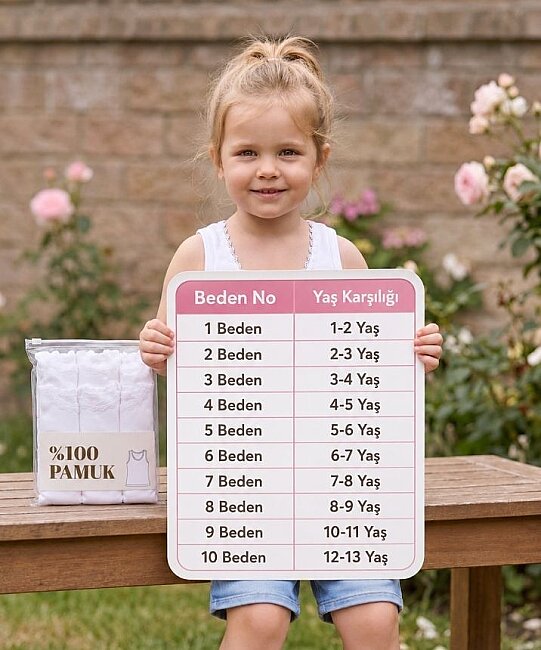 6'Lı Paket Papatya Geniş Askı Kız Çocuk Atlet - BEYAZ (1)