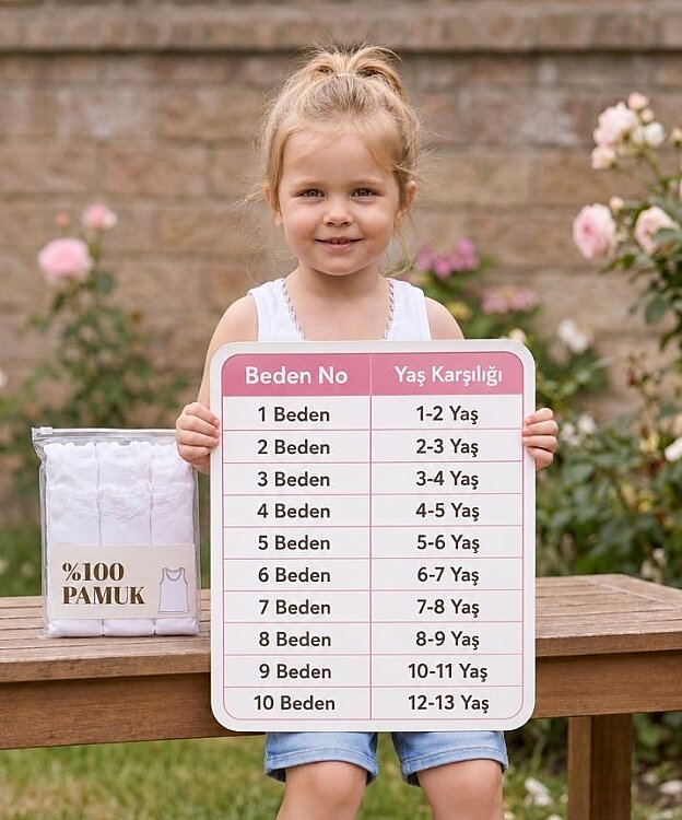 6'Lı Paket Papatya Geniş Askı Kız Çocuk Atlet - BEYAZ - 2