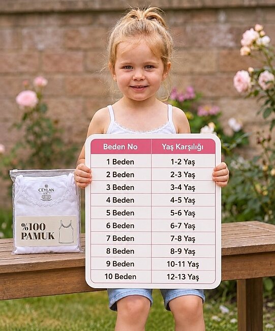 6'Lı Paket Papatya İp Askı Kız Çocuk Atlet - BEYAZ (1)