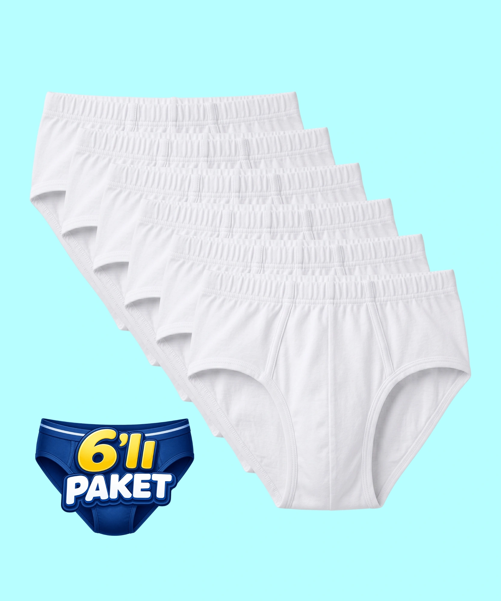 6'Lı Paket Penye Erkek Slip Külot - BEYAZ - 1