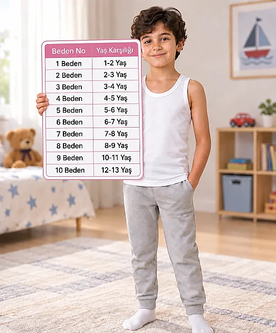 6'lı Paket %100 Pamuk Erkek Çocuk Penye Atlet - BEYAZ (1)