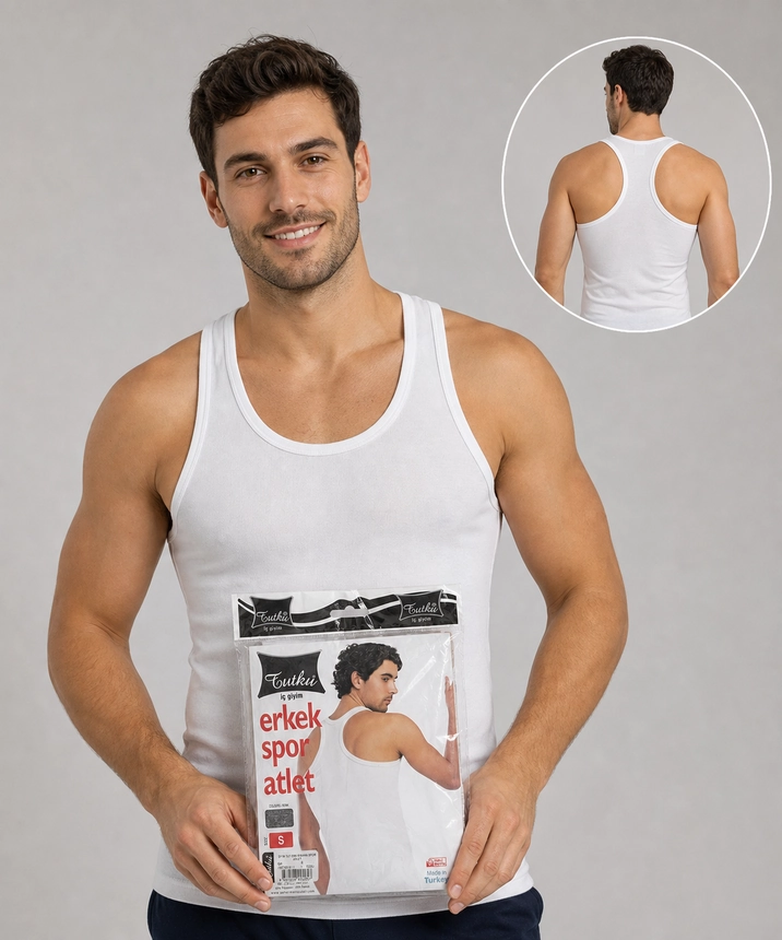 Çapraz Askılı Erkek Spor Atlet - BEYAZ