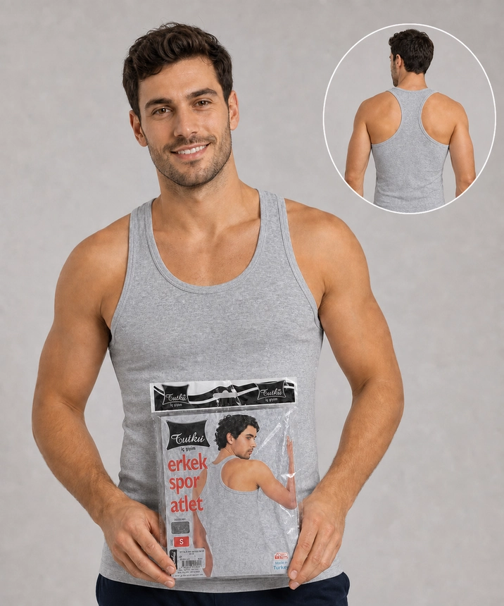 Çapraz Askılı Erkek Spor Atlet - GRİ 