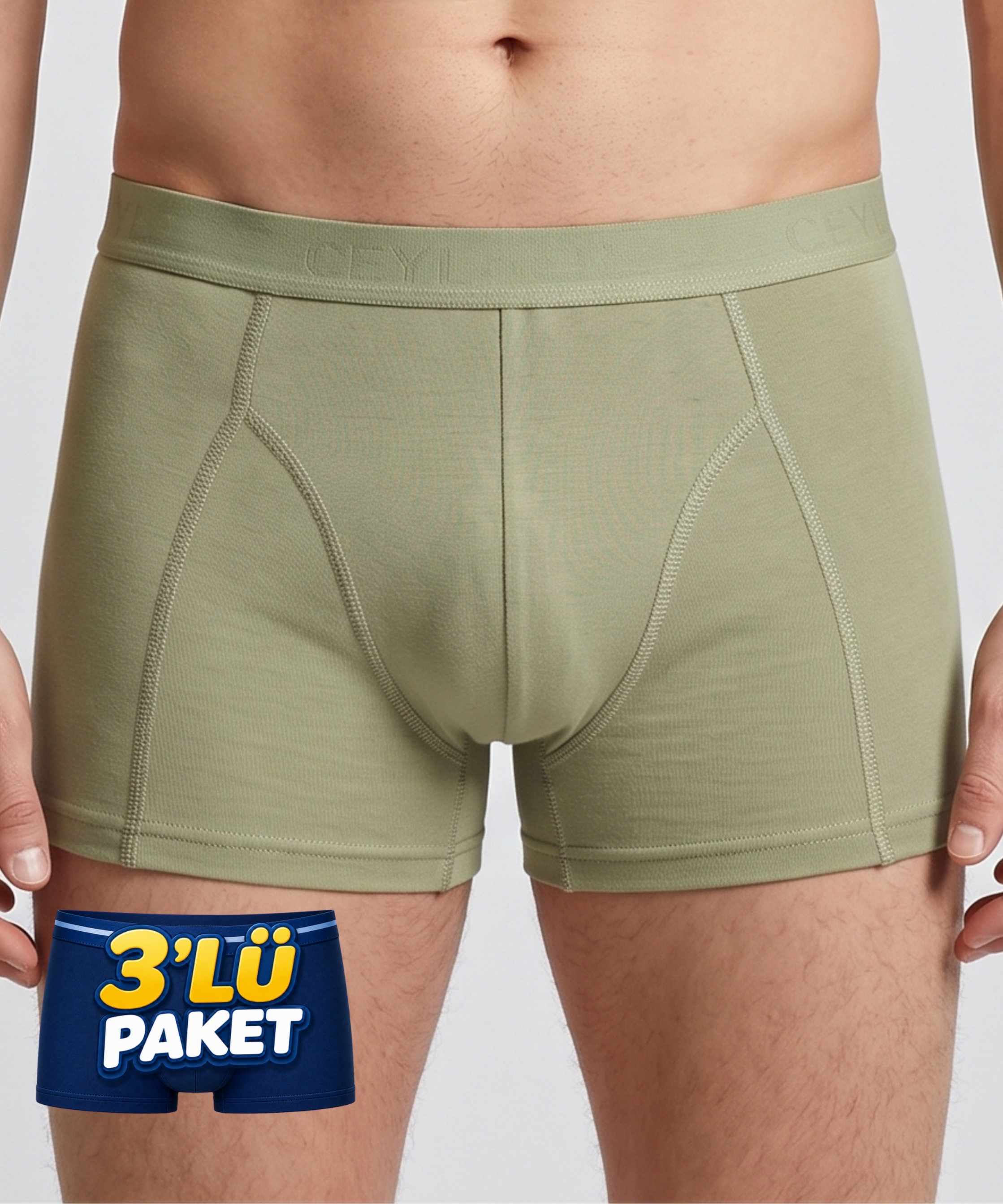 3'Lü Paket Erkek Boxer - Açık Yeşil