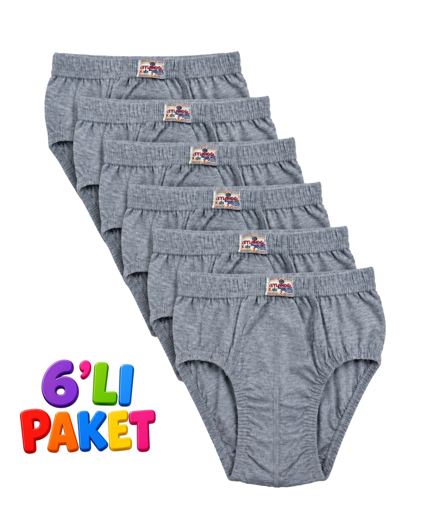 6'lı Paket Erkek Çocuk Penye Külot - GRİ - 1