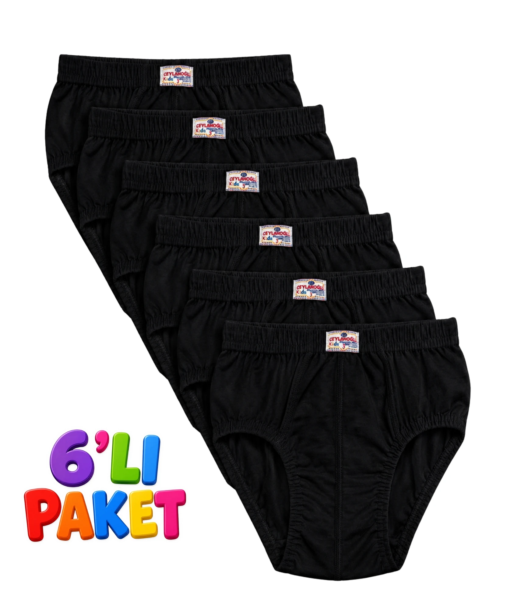 6'lı Paket Erkek Çocuk Penye Külot - SİYAH