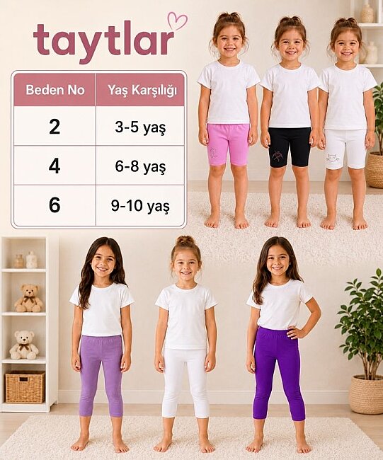 Likralı Kız Çocuk Diz Altı Tayt - PEMBE (1)