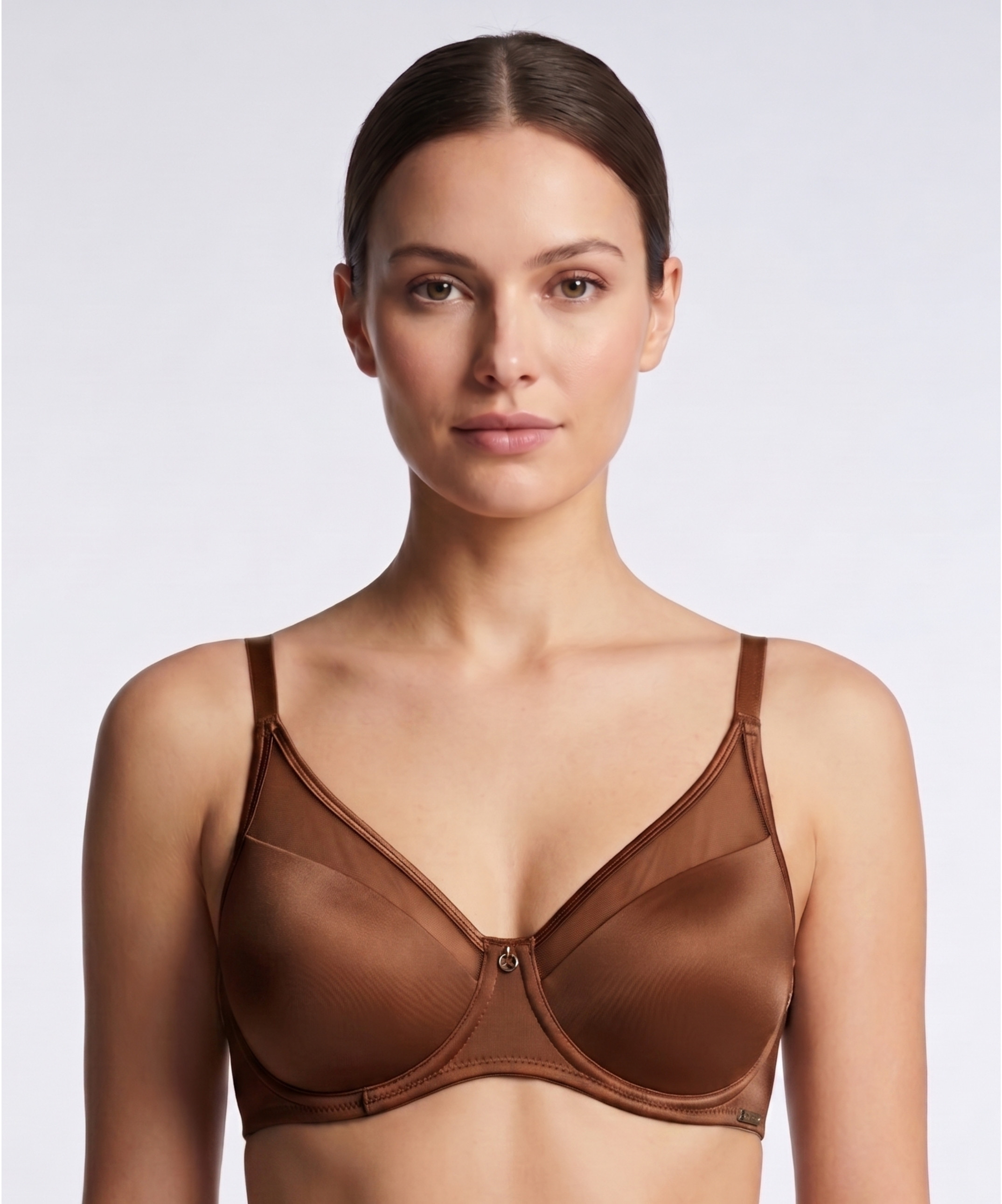Dekolte Tül Push Up Sütyen - CARAMEL